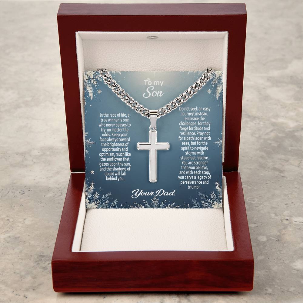 1004a Artisan Cross on Cuban Link chain