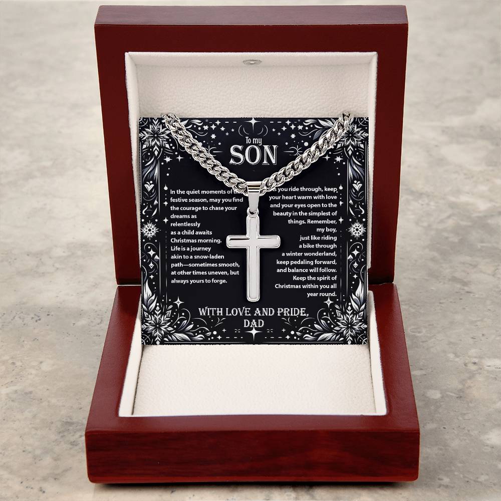 3007a Artisan Cross on Cuban Link chain