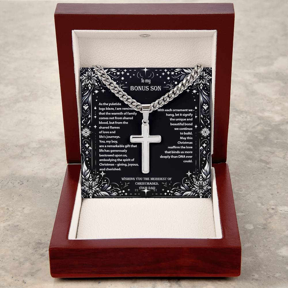 3007b Artisan Cross on Cuban Link chain