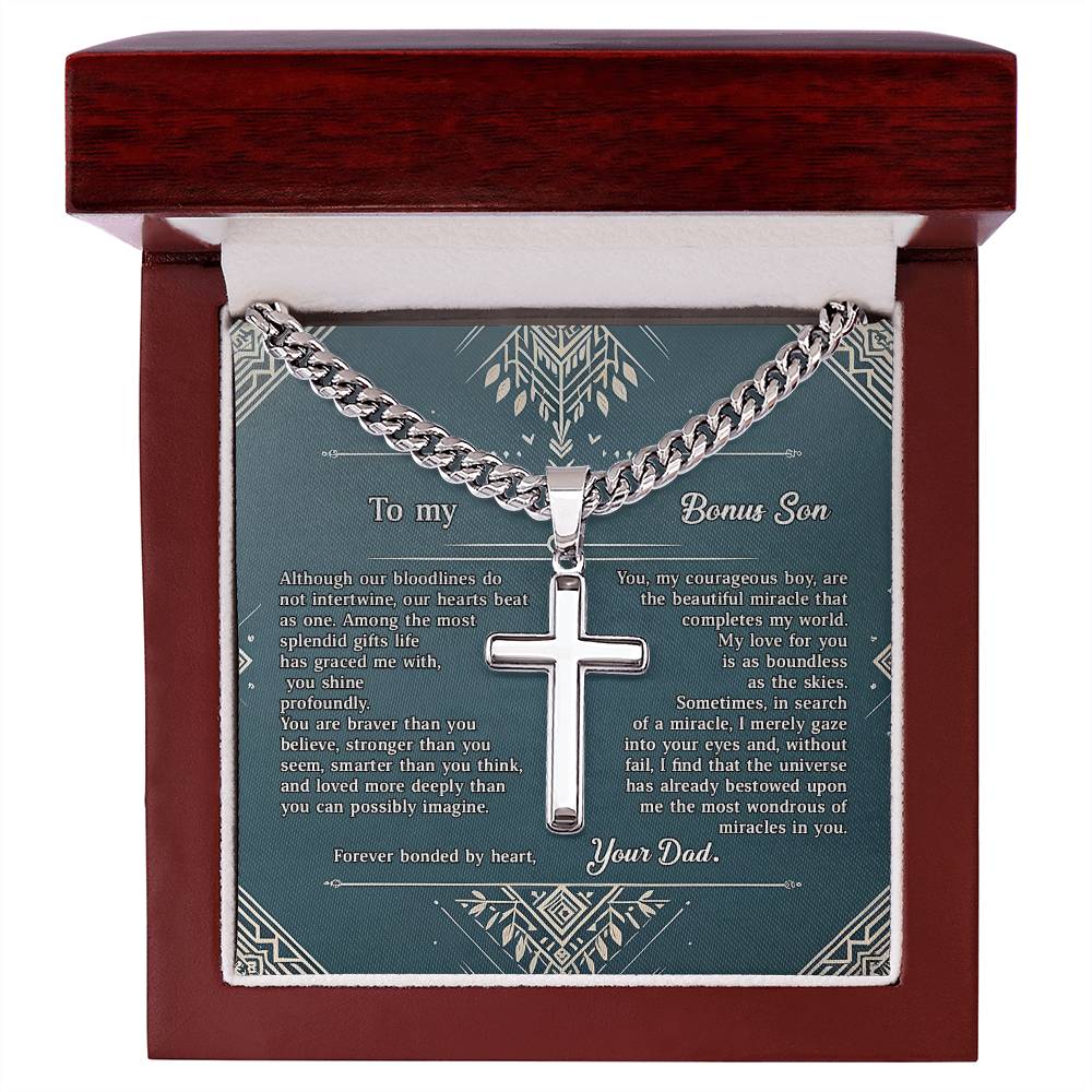 1005b Artisan Cross on Cuban Link chain