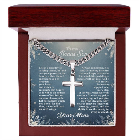 1004b Artisan Cross on Cuban Link  chain