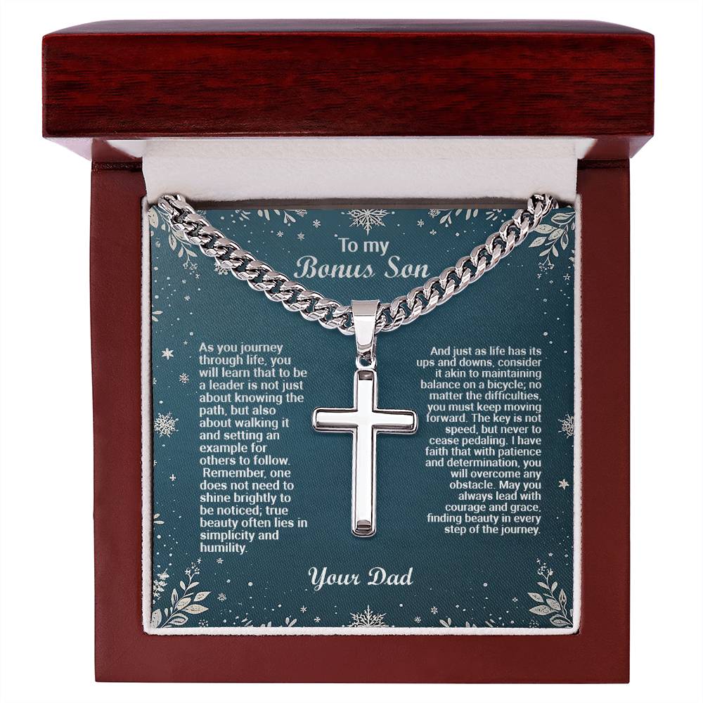 1003a Artisan Cross on Cuban Link chain