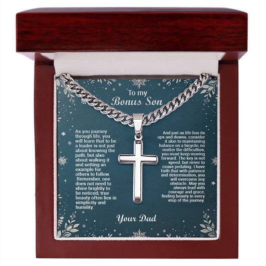 1003a Artisan Cross on Cuban Link  chain