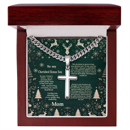 1002b Artisan Cross on Cuban Link  chain