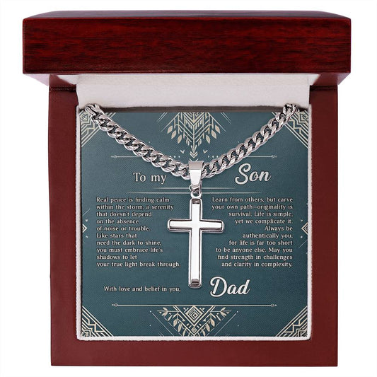 1005a Artisan Cross on Cuban Link  chain