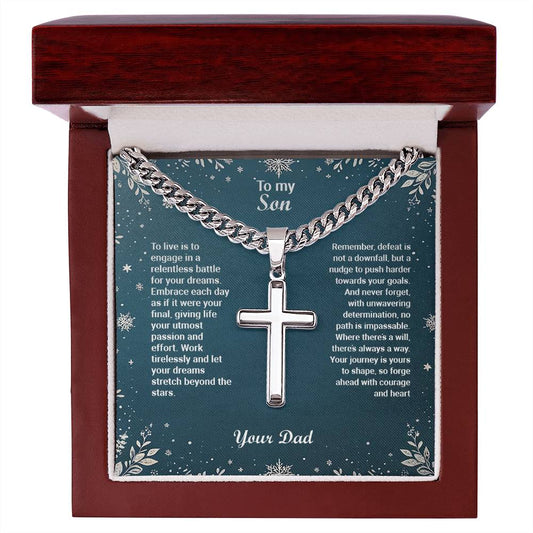 1003b Artisan Cross on Cuban Link  chain