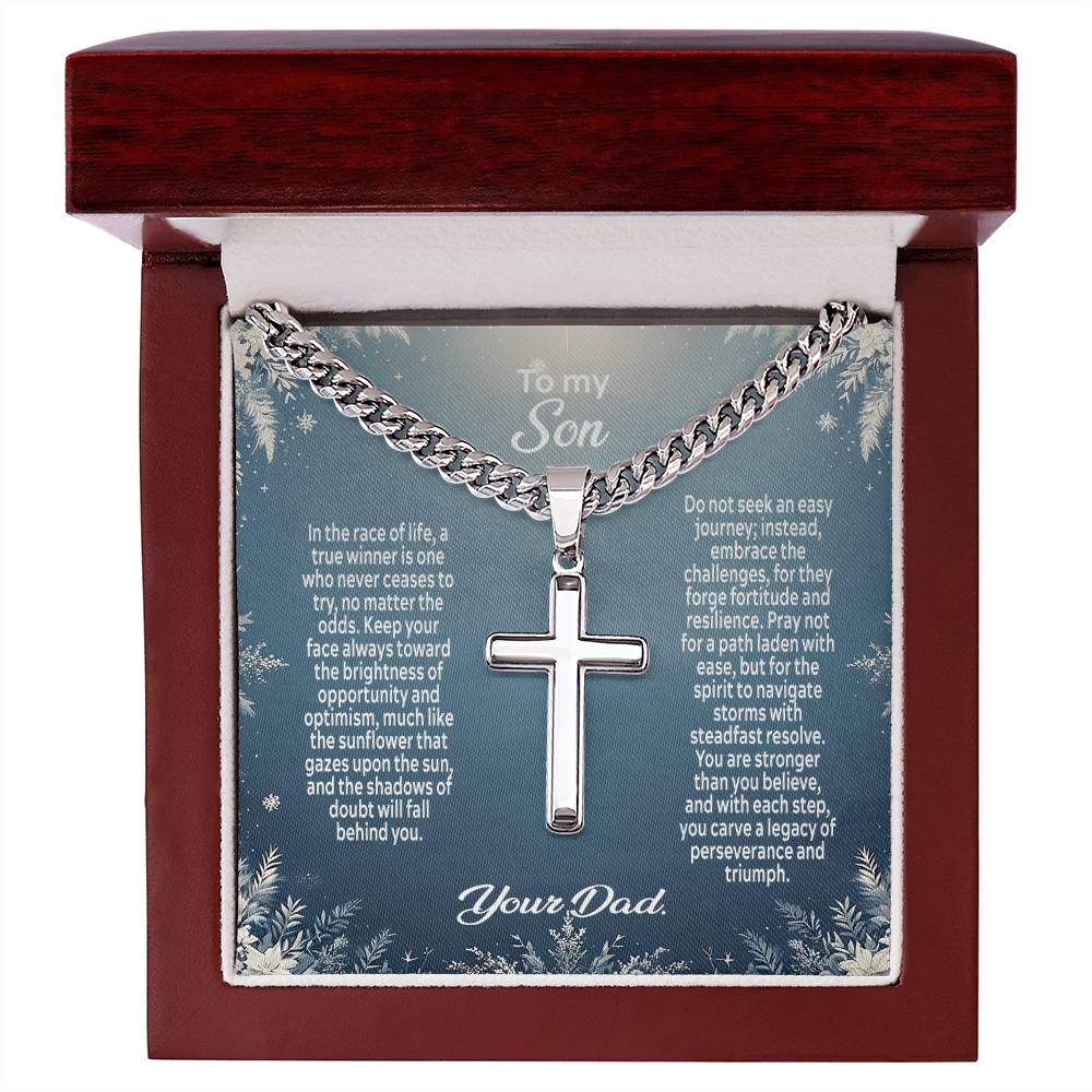 1004a Artisan Cross on Cuban Link chain