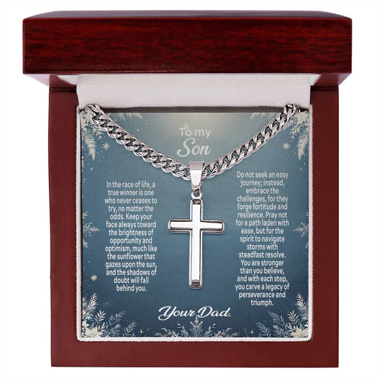 1004a Artisan Cross on Cuban Link  chain