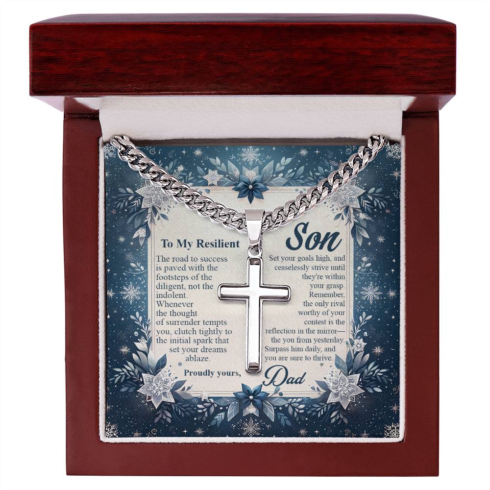 3006a Artisan Cross on Cuban Link chain