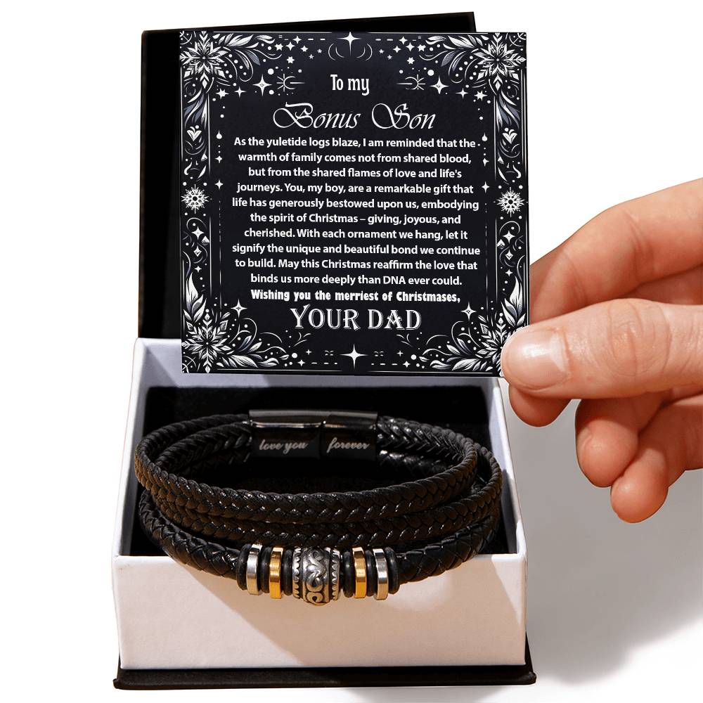 1007b Love you forever Bracelet, Gift To My Bonus Son With Message Card