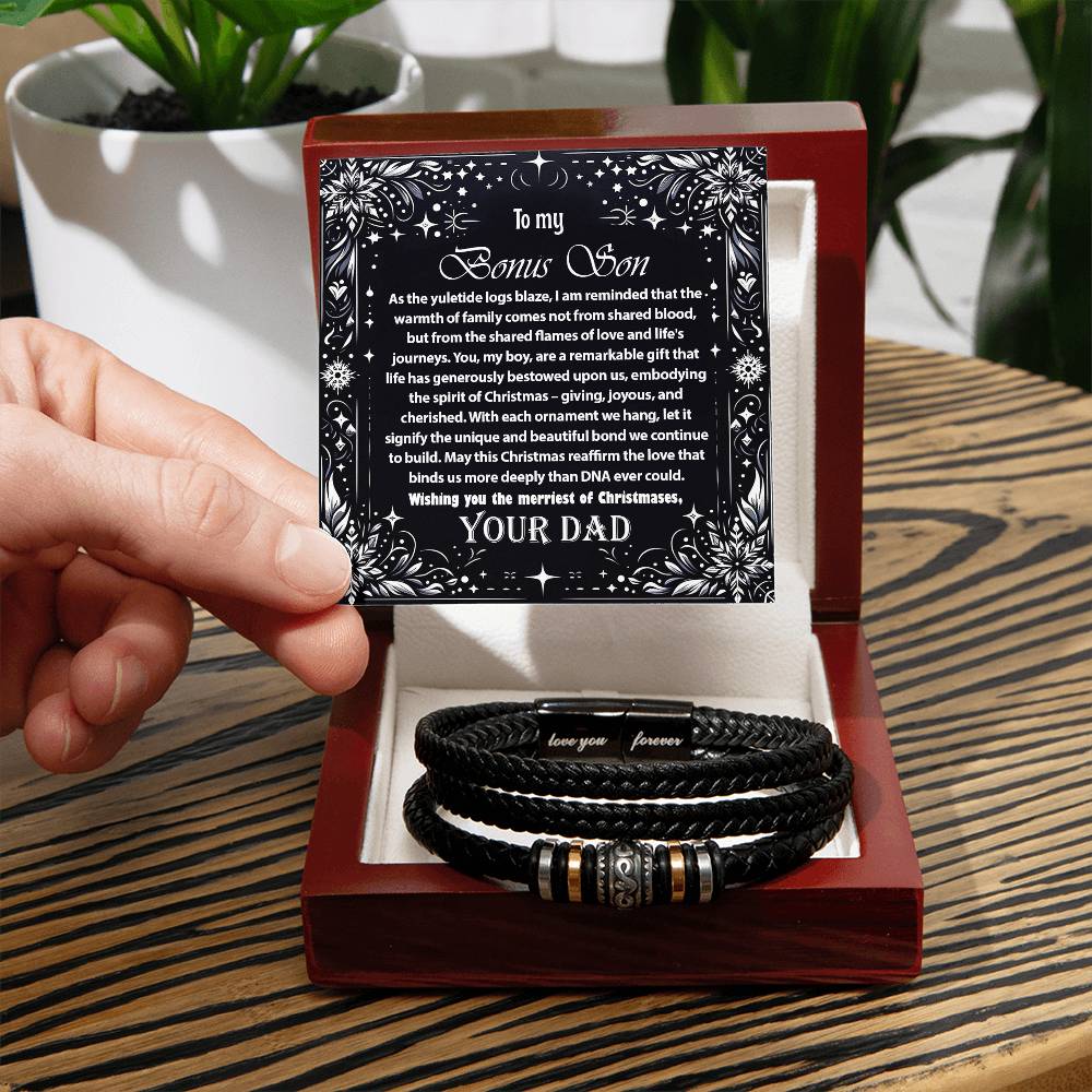1007b Love you forever Bracelet, Gift To My Bonus Son With Message Card