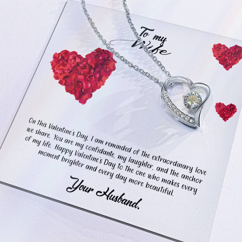 valentine-17a Forever Love Necklace, Gift to my Wife with Beautiful Message Card