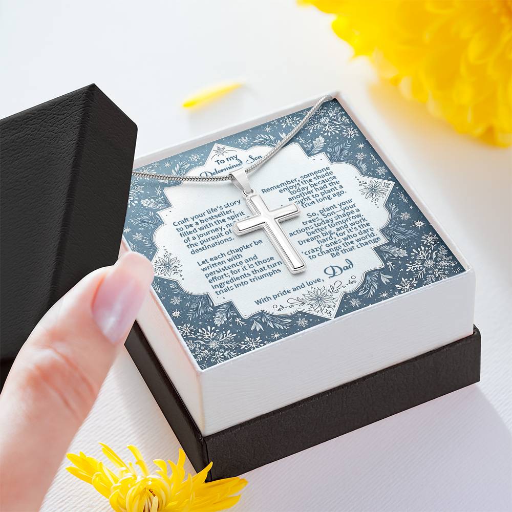 Cross Necklace Gift for my Son with Message card
