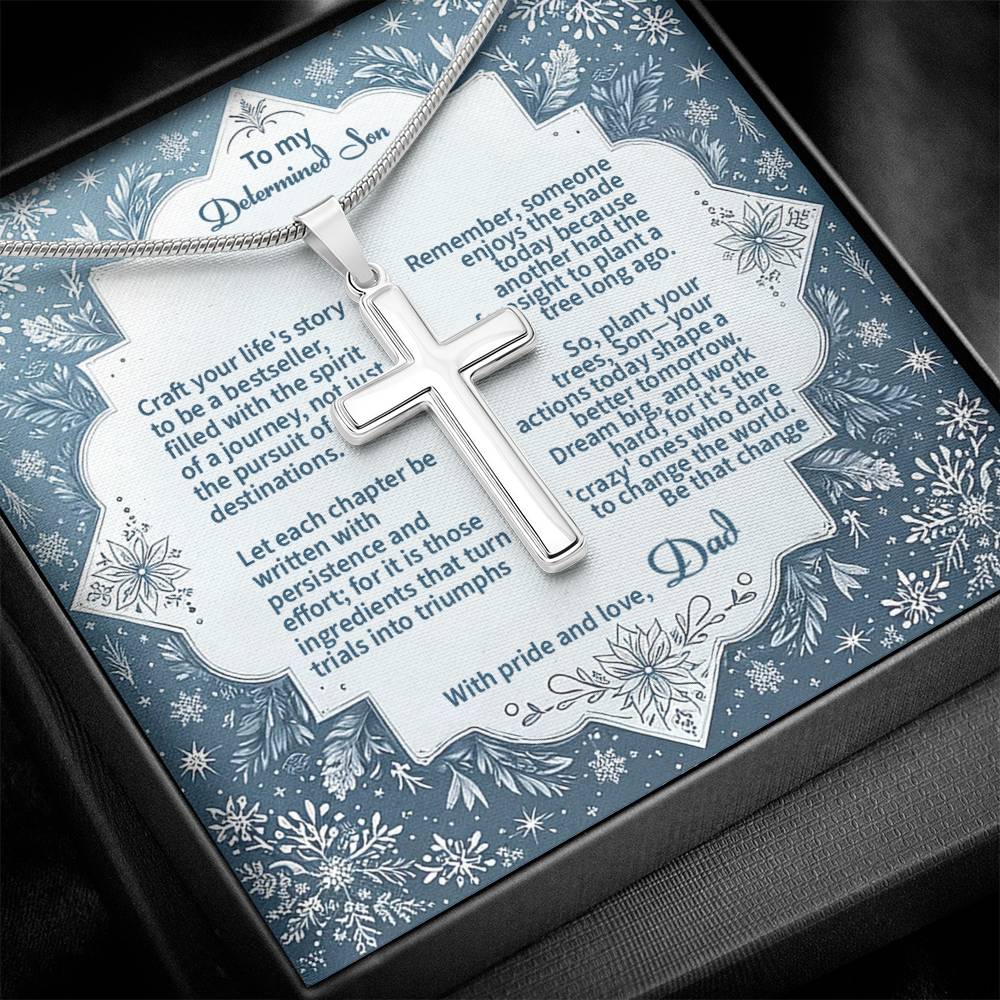 Cross Necklace Gift for my Son with Message card