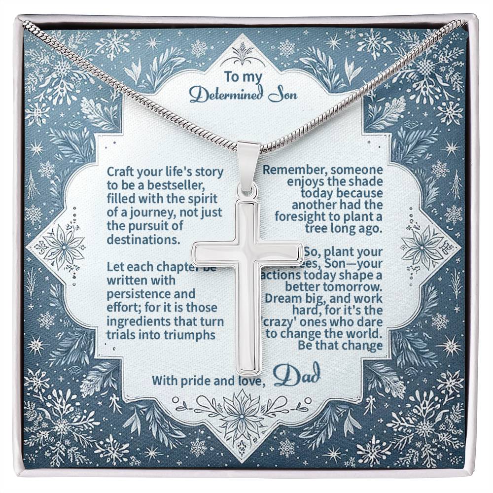 Cross Necklace Gift for my Son with Message card