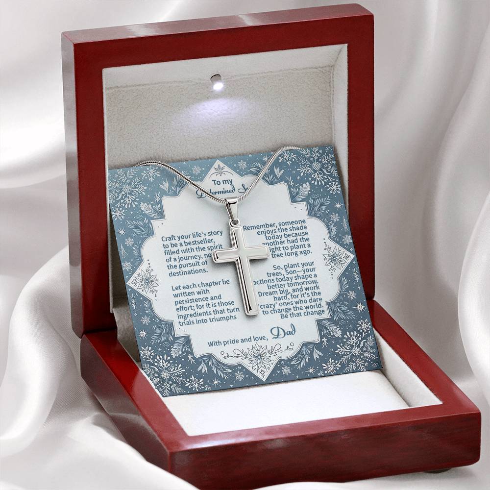 Cross Necklace Gift for my Son with Message card