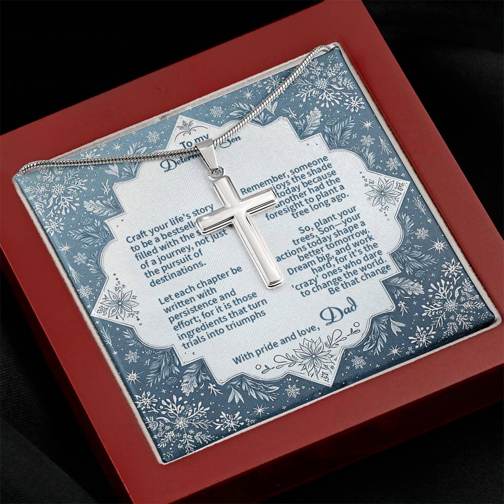 Cross Necklace Gift for my Son with Message card