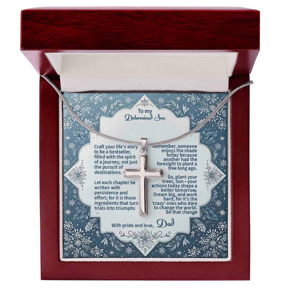 Cross Necklace Gift for my Son with Message card
