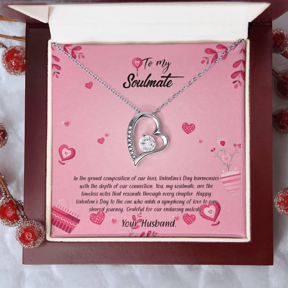 valentine-16b Forever Love Necklace, Gift to My Soulmate with Beautiful Message Card