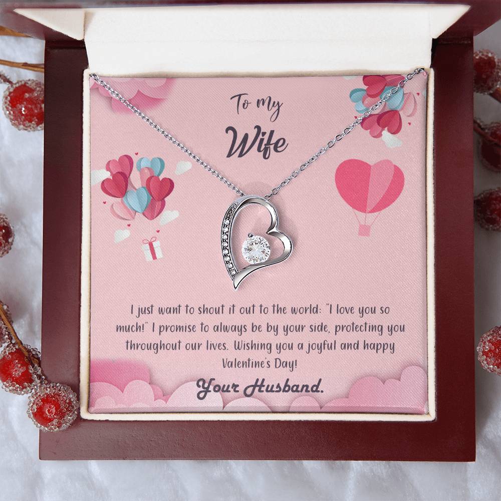 valentine-28a Forever Love Necklace, Gift to my Wife with Beautiful Message Card