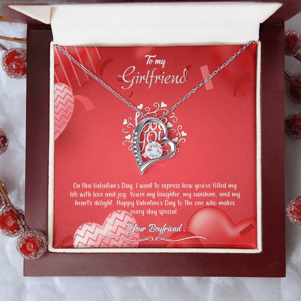 valentine-4c Forever Love Necklace, Gift to my Girlfriend with Beautiful Message Card