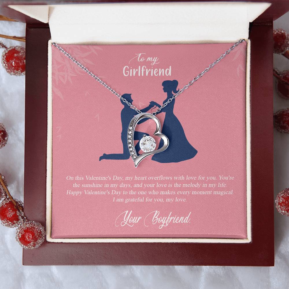 valentine-2c Forever Love Necklace, Gift to my Girlfriend with Beautiful Message Card