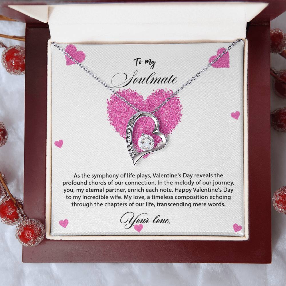 valentine-8b Forever Love Necklace, Gift to My Soulmate with Beautiful Message Card