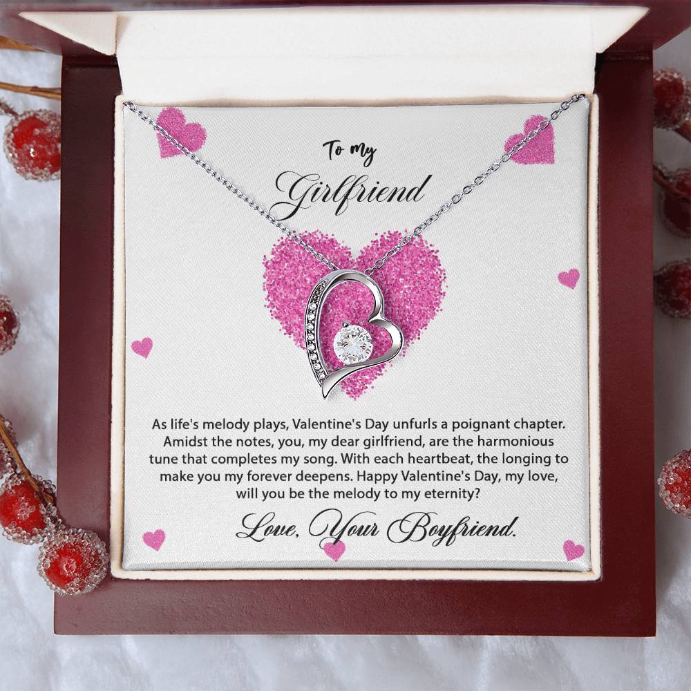 valentine-8c Forever Love Necklace, Gift to my Girlfriend with Beautiful Message Card