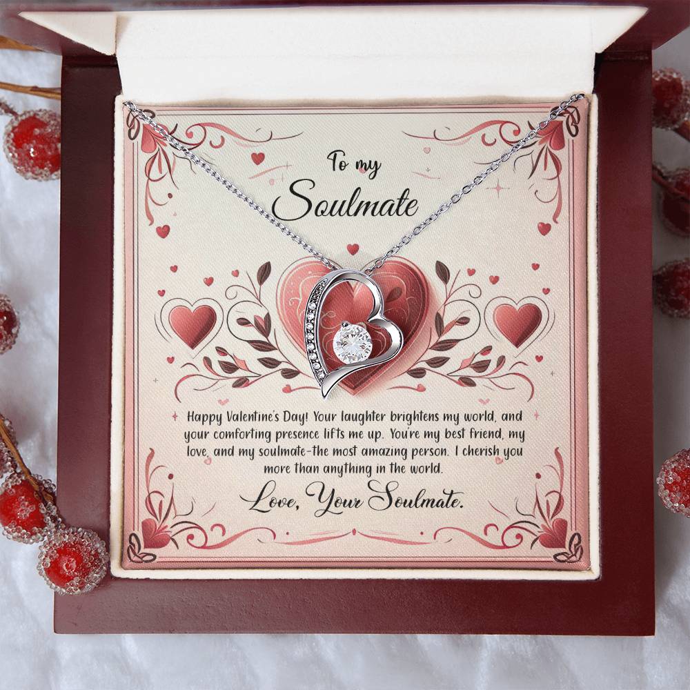 Valentine-st12b Forever Love Necklace, Gift to My Soulmate with Beautiful Message Card