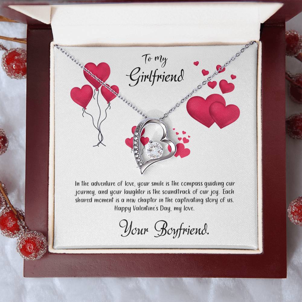 valentine-11c Forever Love Necklace, Gift to my Girlfriend with Beautiful Message Card