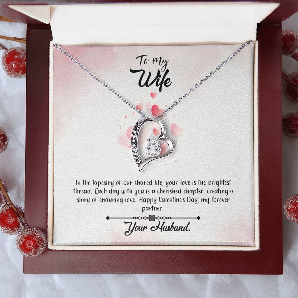 valentine-12a Forever Love Necklace, Gift to my Wife with Beautiful Message Card