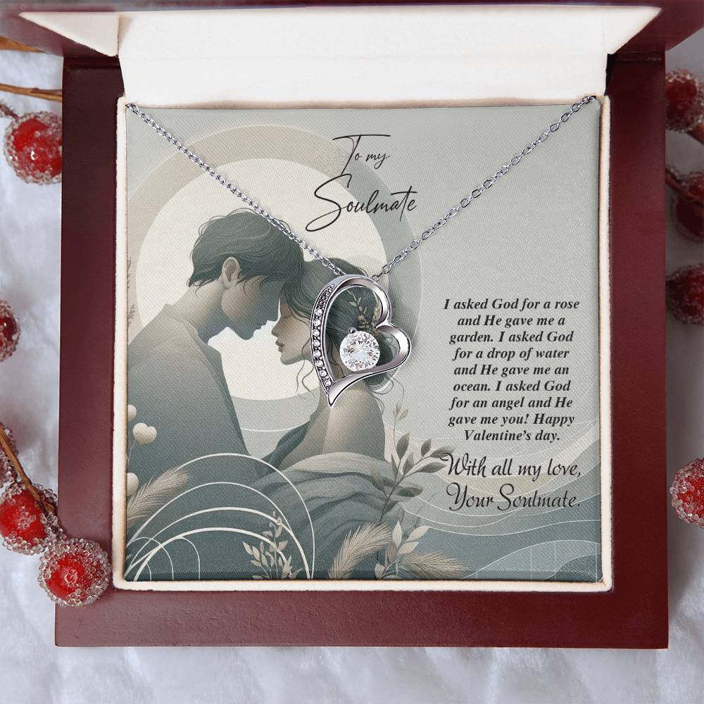 Valentine-st22b Forever Love Necklace, Gift to My Soulmate with Beautiful Message Card