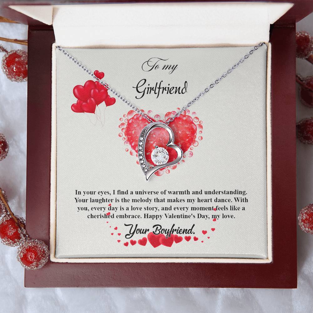 valentine-20c Forever Love Necklace, Gift to my Girlfriend with Beautiful Message Card