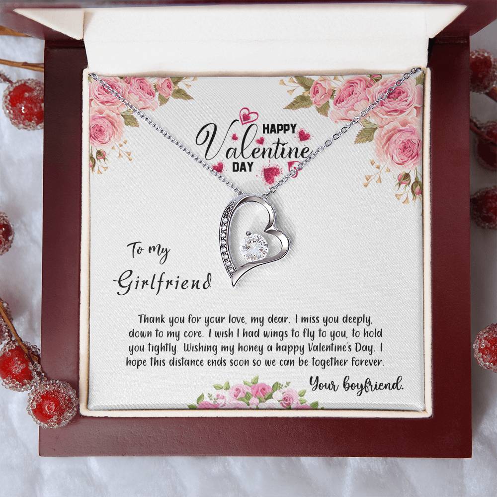 valentine-31c Forever Love Necklace, Gift to my Girlfriend with Beautiful Message Card