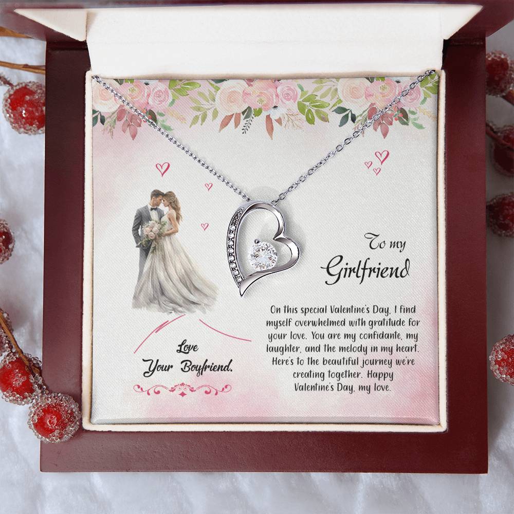 valentine-6c Forever Love Necklace, Gift to my Girlfriend with Beautiful Message Card