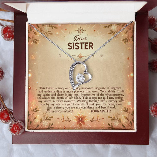 4043b Forever Love Necklace, Gift to my Sister with Beautiful Message Card