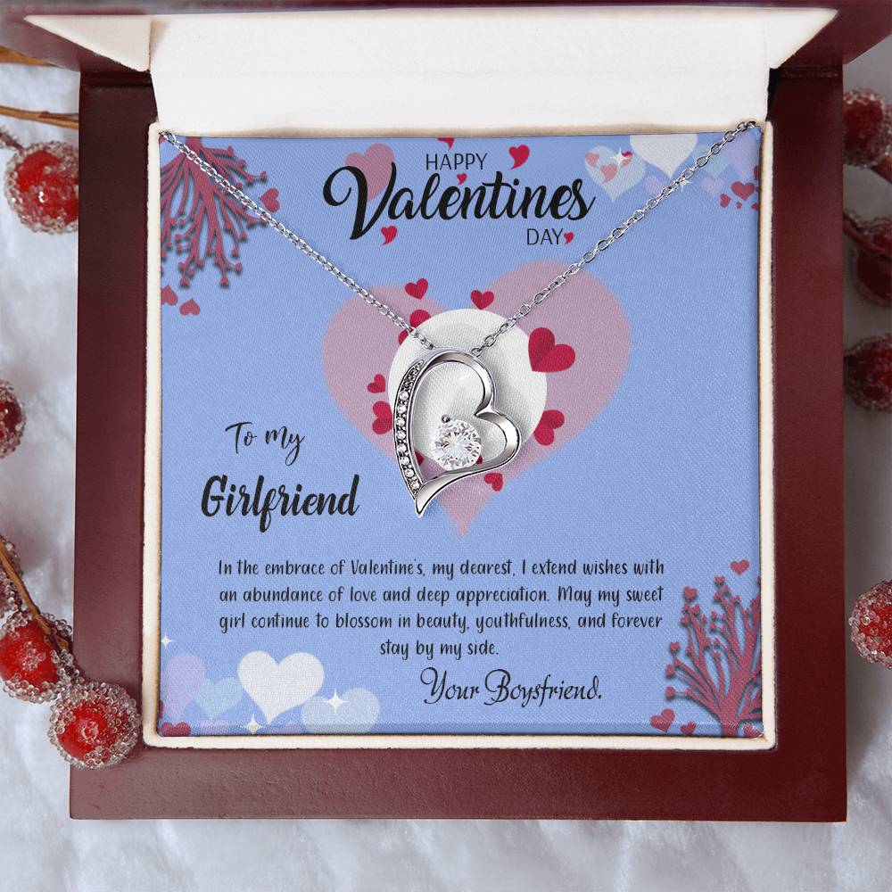 valentine-30c Forever Love Necklace, Gift to my Girlfriend with Beautiful Message Card