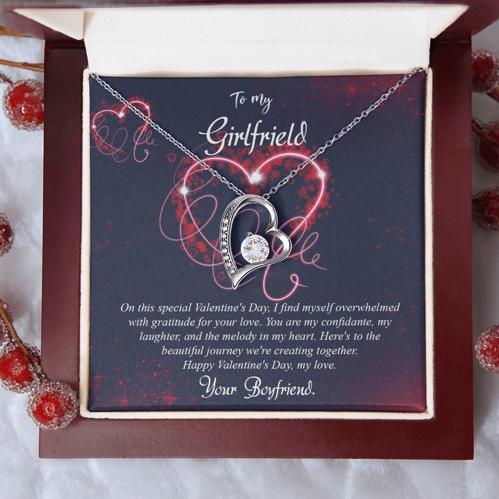 valentine-7c Forever Love Necklace, Gift to my Girlfriend with Beautiful Message Card