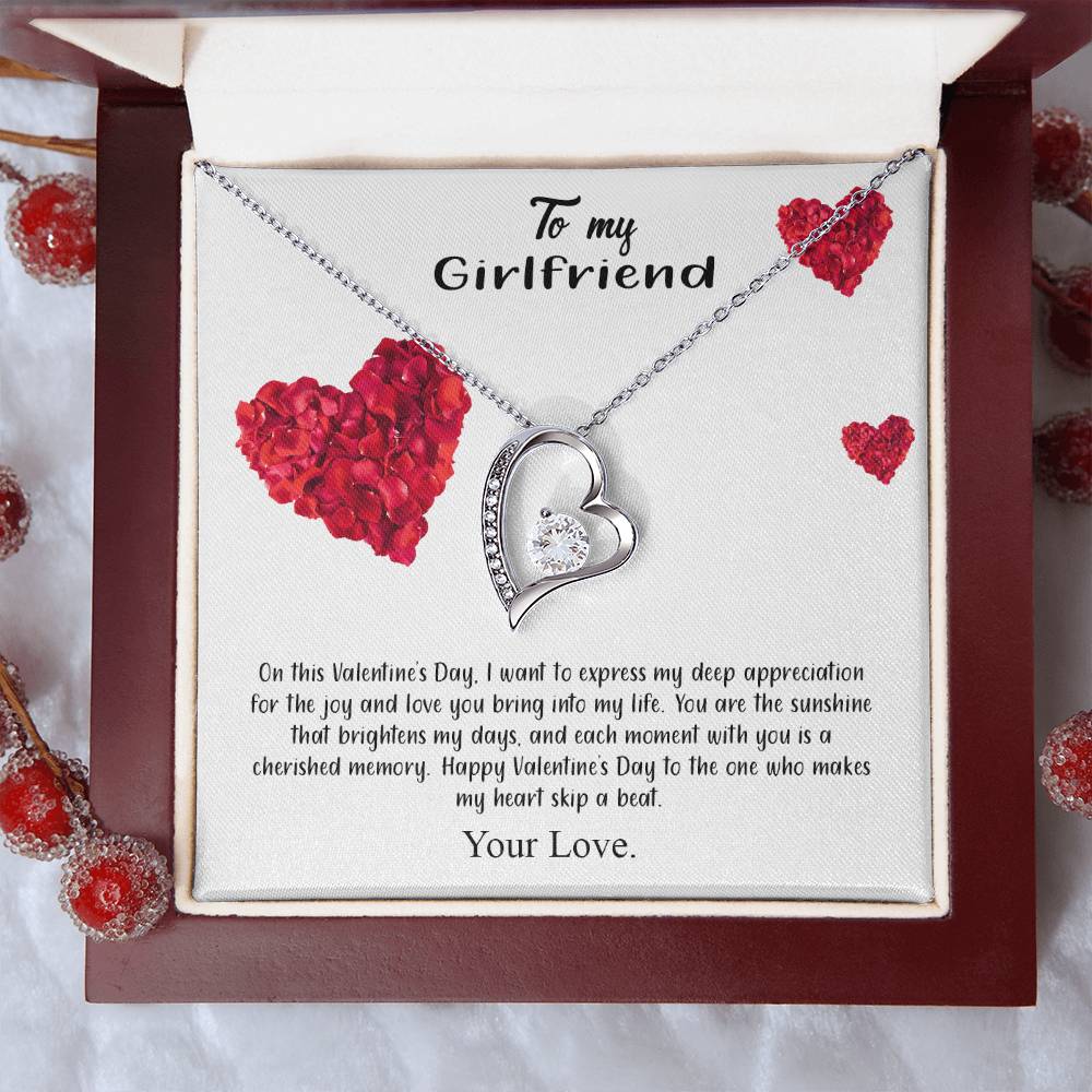 valentine-17c Forever Love Necklace, Gift to my Girlfriend with Beautiful Message Card