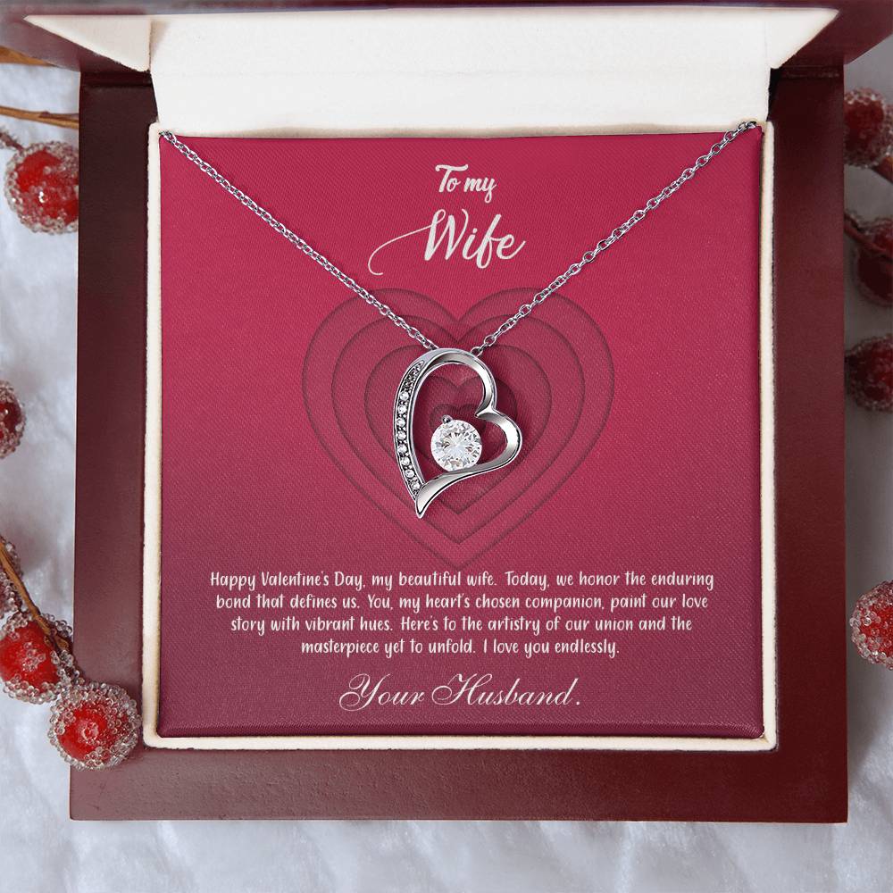 valentine-9a Forever Love Necklace, Gift to my Wife with Beautiful Message Card