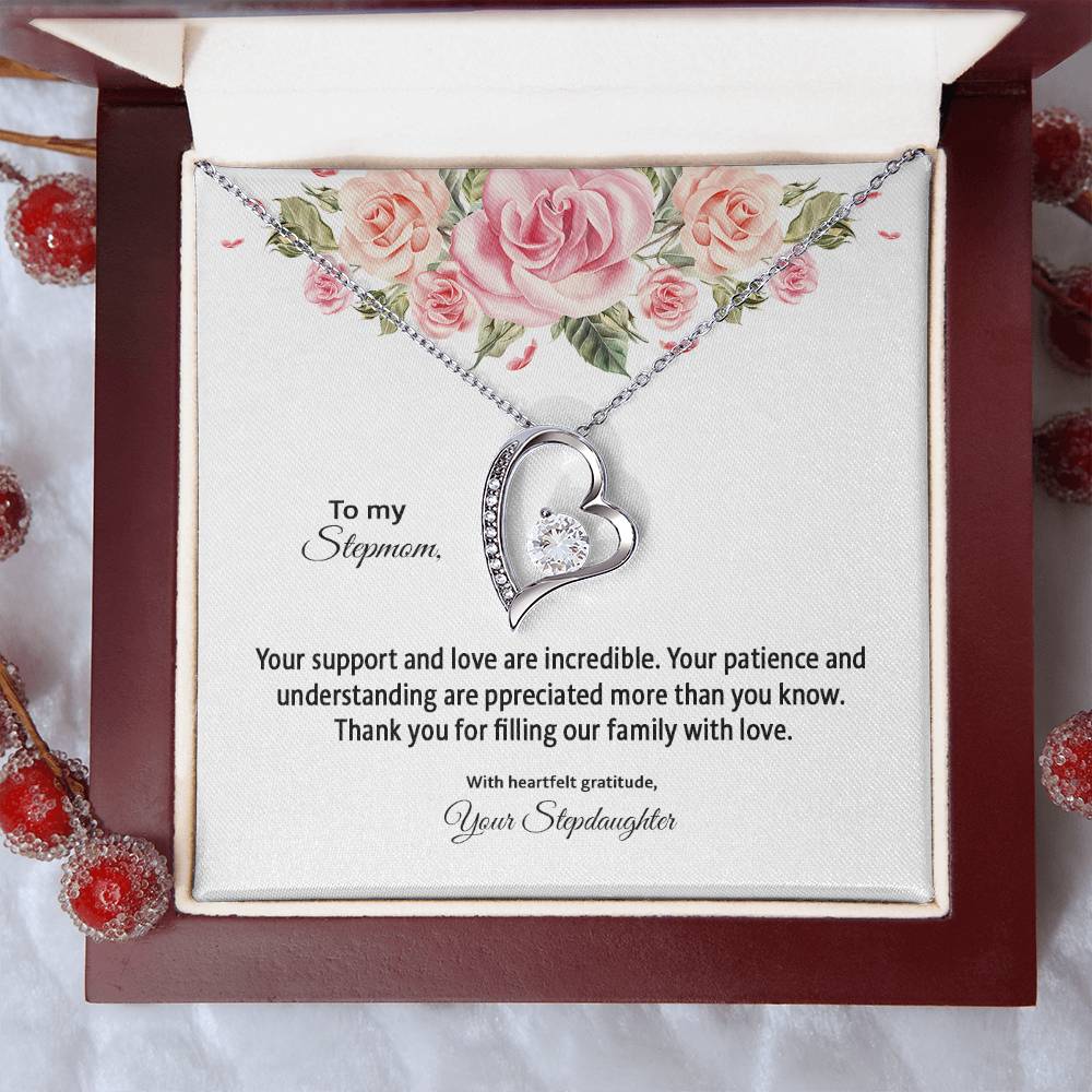 4031d Forever Love Necklace, Gift to my Stepmom with Beautiful Message Card