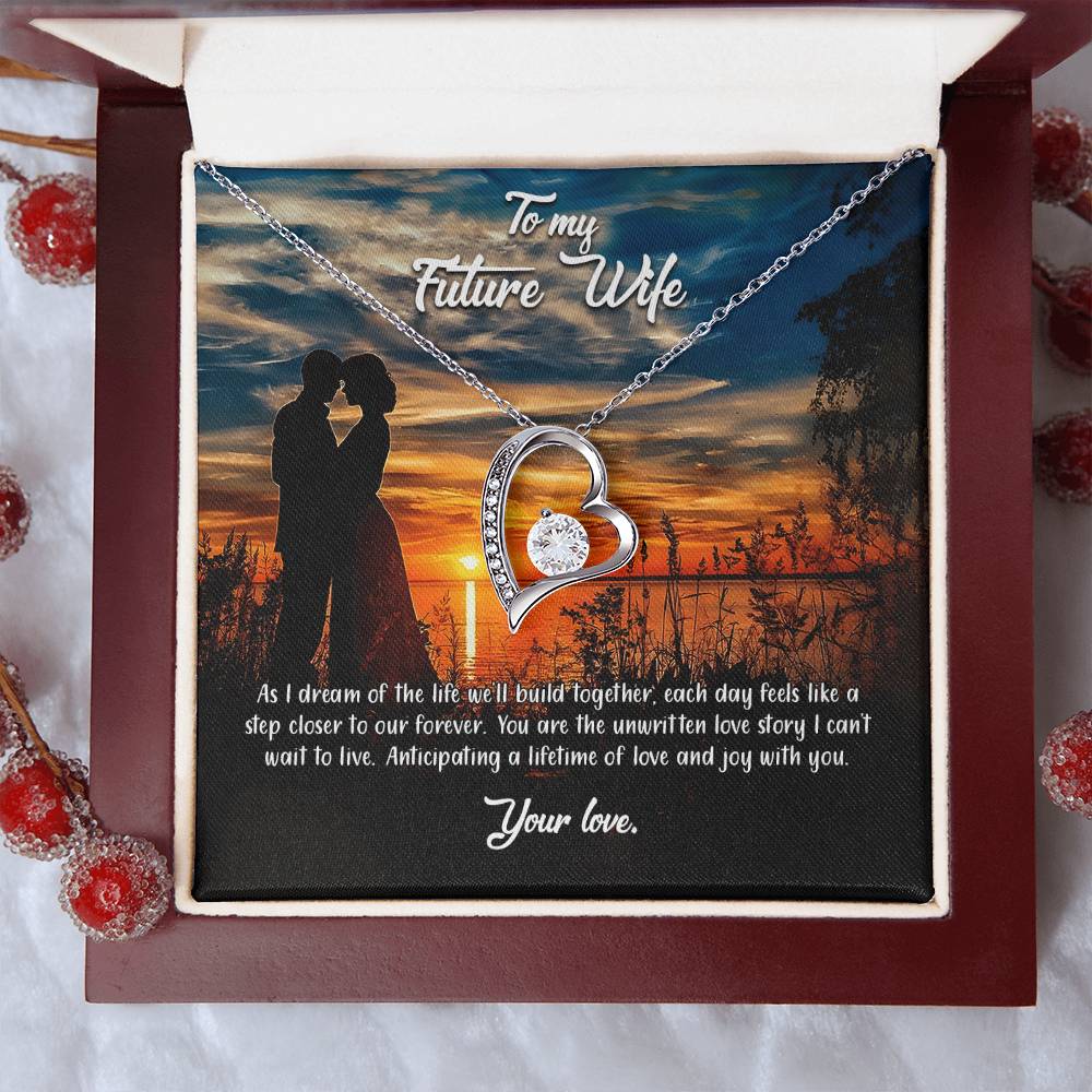 valentine-3d Forever Love Necklace, Gift to my Future Wife with Beautiful Message Card