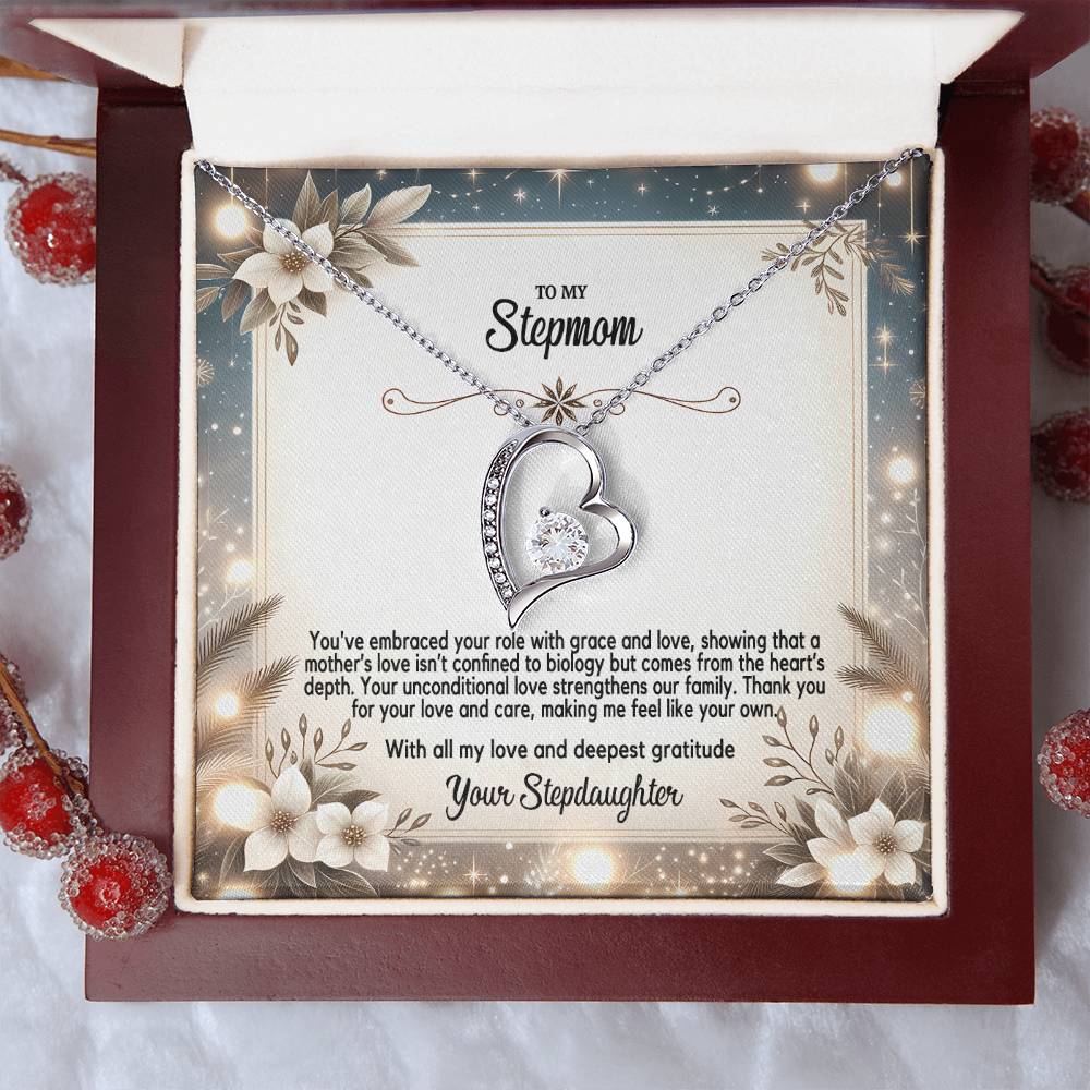 4055(c) Forever Love Necklace, Gift to my Stepmom with Beautiful Message Card