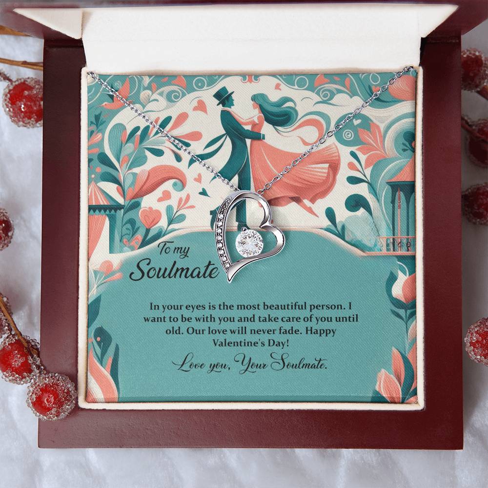 Valentine-st18b Forever Love Necklace, Gift to My Soulmate with Beautiful Message Card