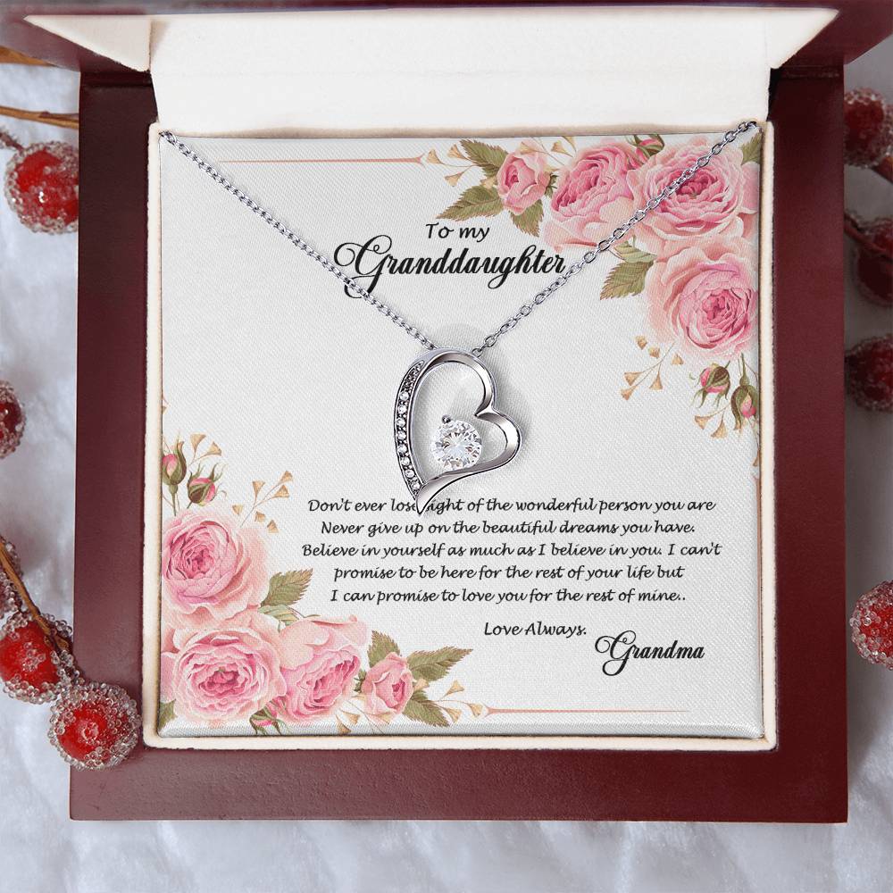 4034 (a) Forever Love Necklace, Gift to my Granddaughter with Beautiful Message Card