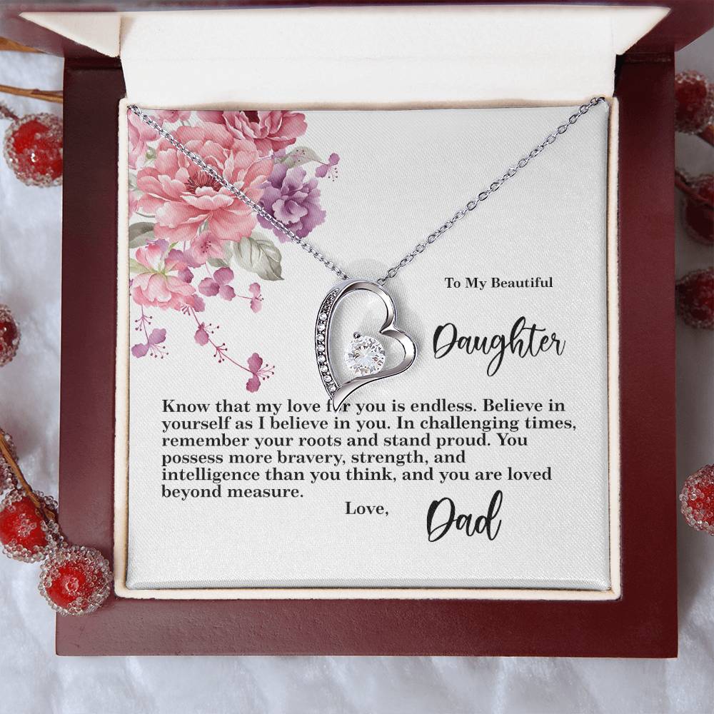 4027b Forever Love Necklace, Gift to my Daughter with Beautiful Message Card