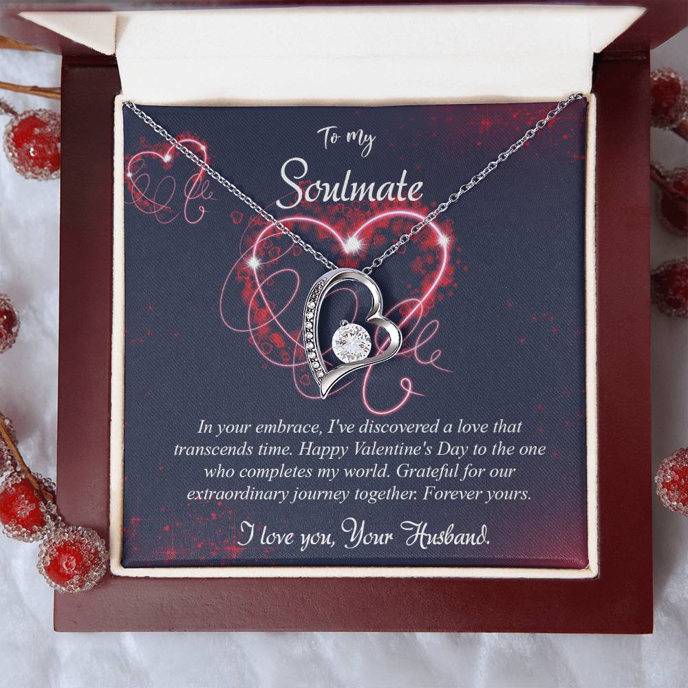 valentine-7b Forever Love Necklace, Gift to My Soulmate with Beautiful Message Card