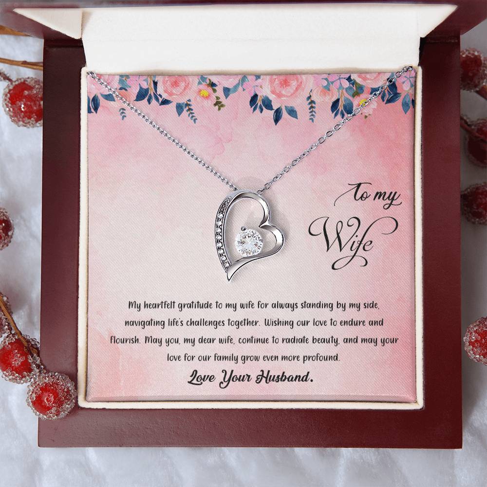 valentine-38a Forever Love Necklace, Gift to my Wife with Beautiful Message Card