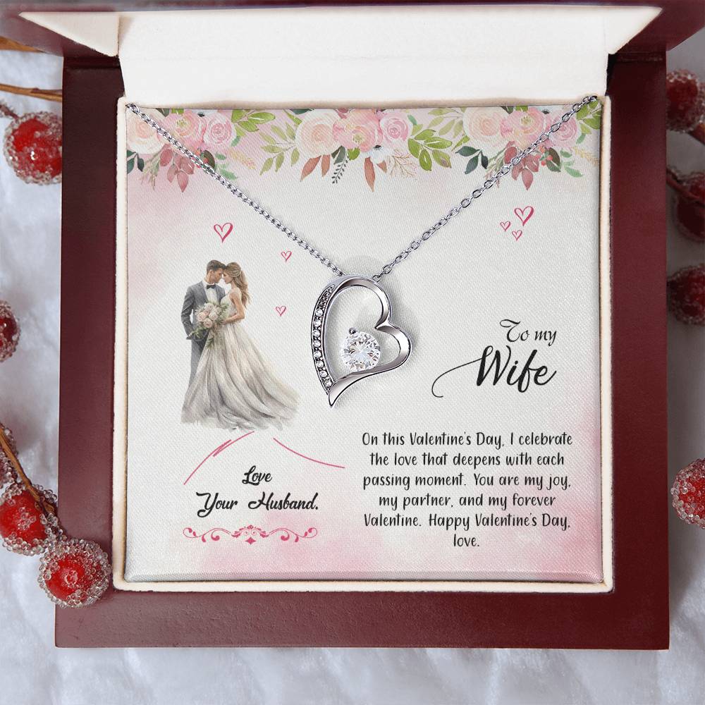 valentine-6a Forever Love Necklace, Gift to my Wife with Beautiful Message Card