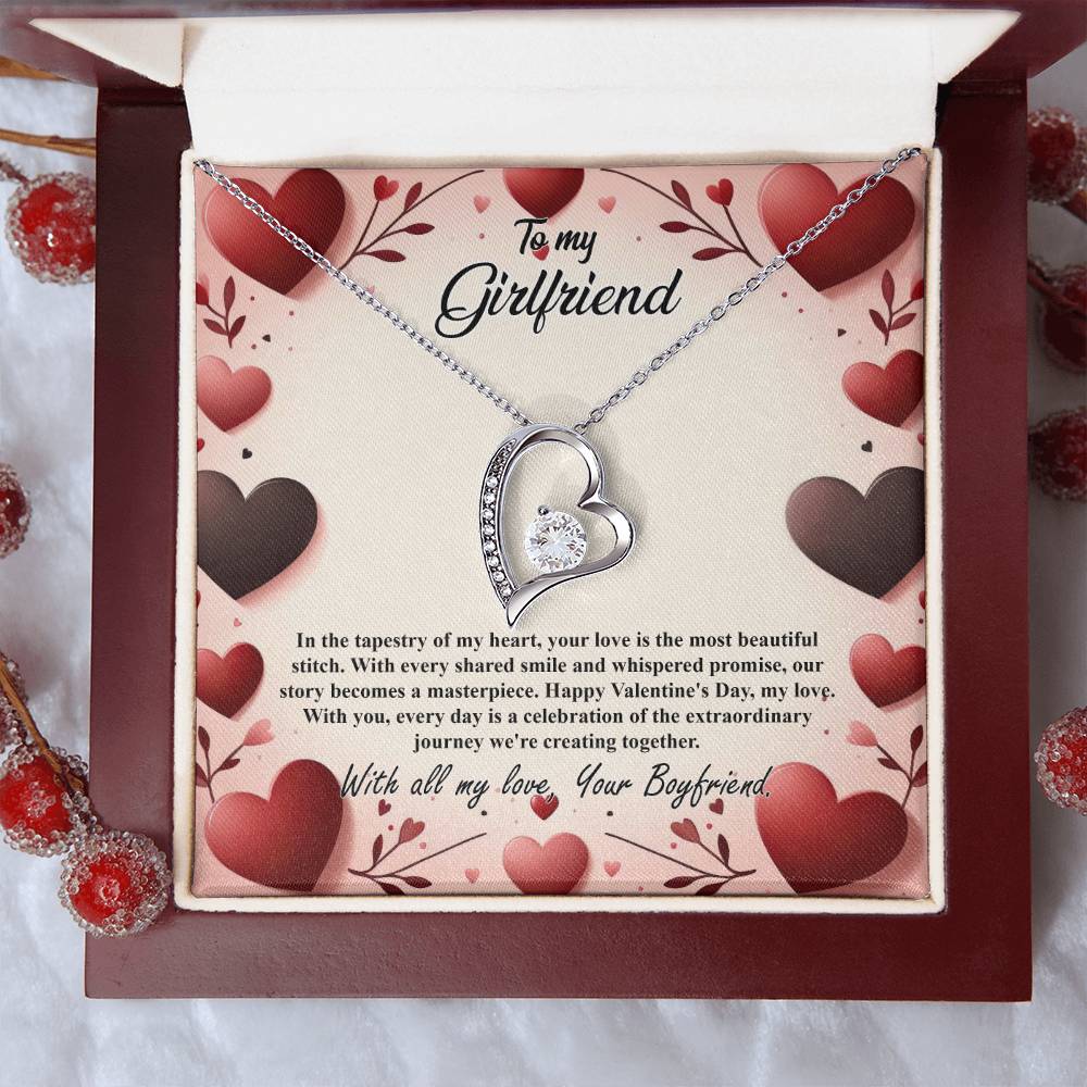 Valentine-st7c Forever Love Necklace, Gift to my Girlfriend with Beautiful Message Card